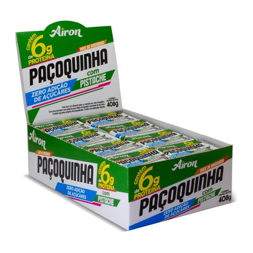 Paçoquinha com Proteína Pistache Zero Açúcar Caixa com 24 un de 17g