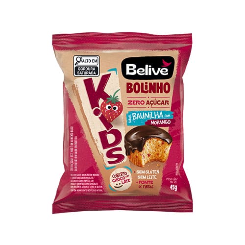 Bolinho Kids Sem Açúcar Baunilha com Morango Caixa com 10 un de 45g