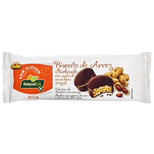 Biscoito de Arroz Recheado com Pasta de Amendoim Sem Glúten 40g