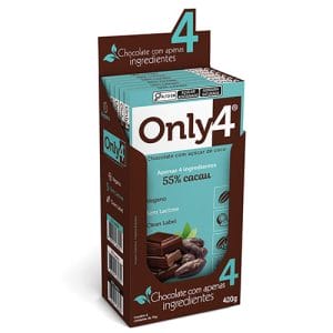 Chocolate Only4 55% - Puro Sem Lactose Caixa com 6 un de 70g