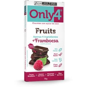 Chocolate Only4 70% - Fruits Framboesa Sem Lactose Caixa com 6 un de 70g